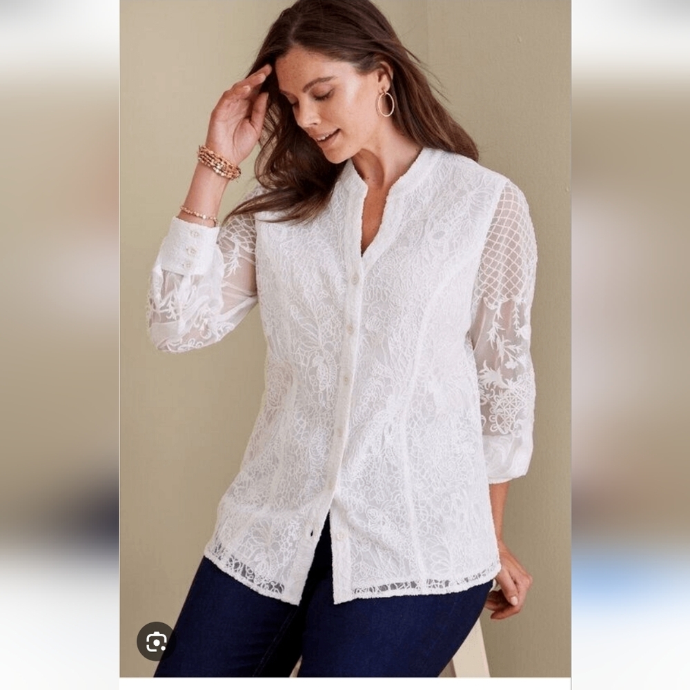 Soft Surroundings White Lace Blouse